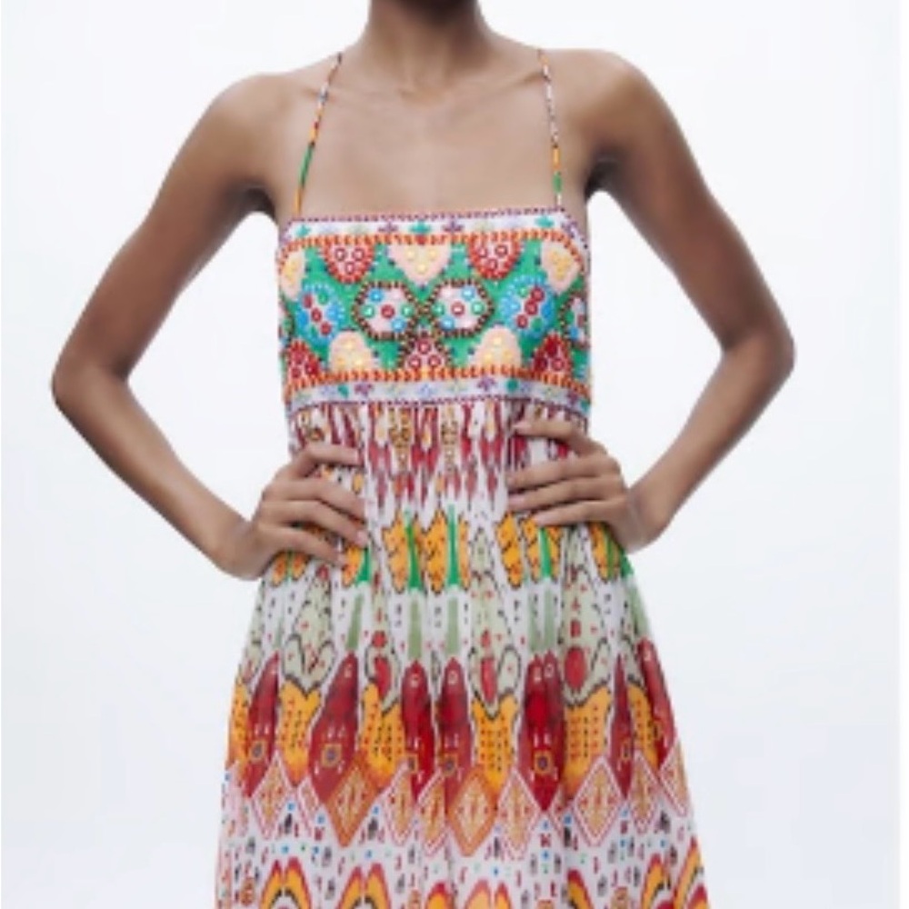 Zara embroidered sequin dress
